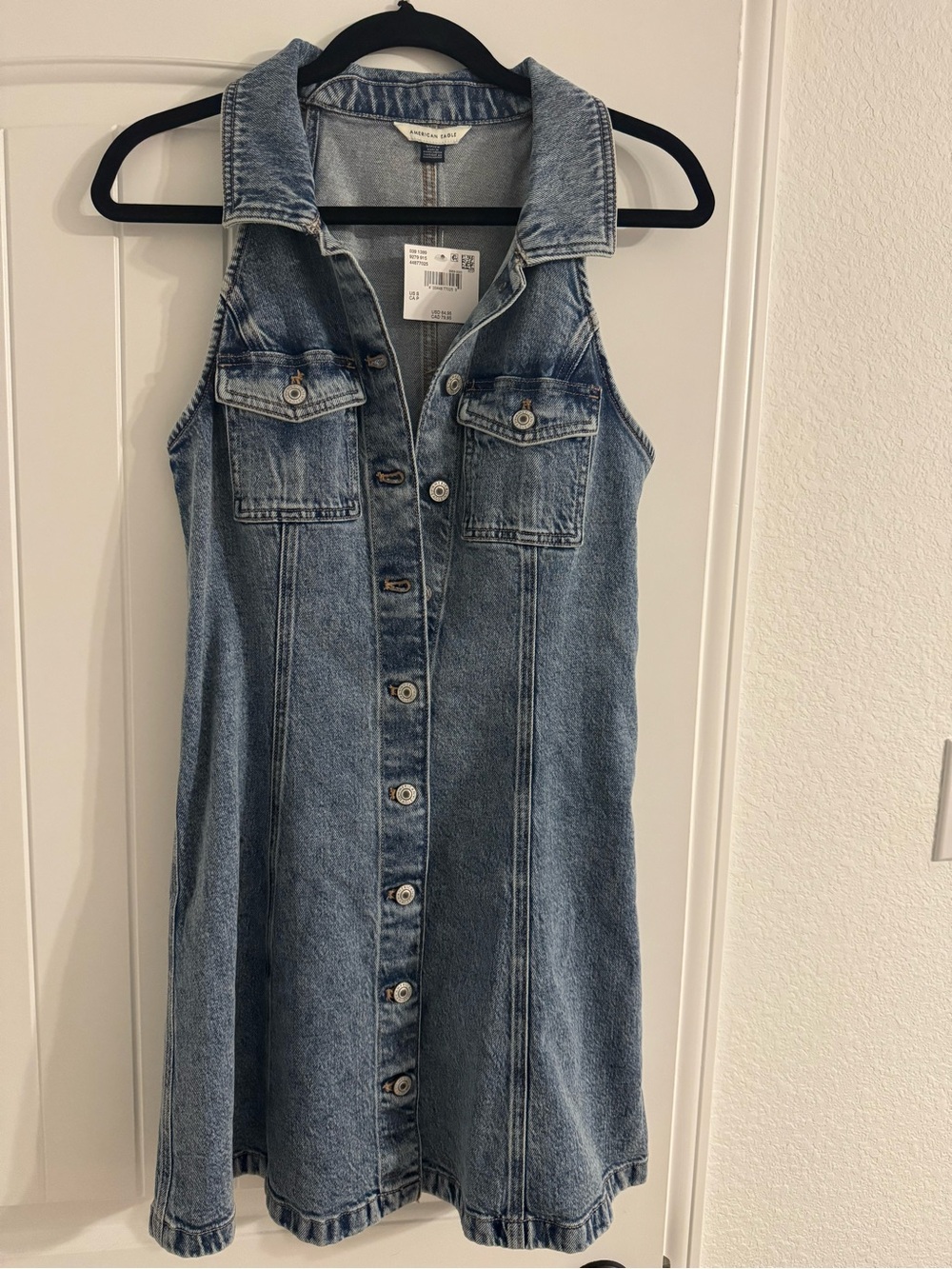 American Eagle Outfitters- Denim Sleeveless Mini Dress- Size Small- Light Wash